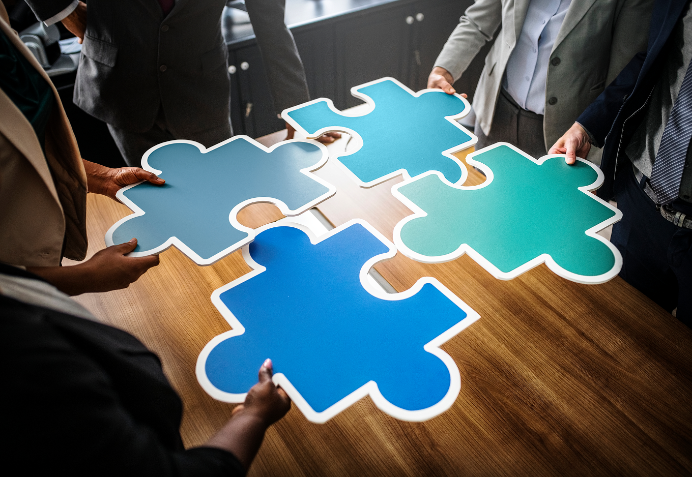 Team collaborating on a partnership